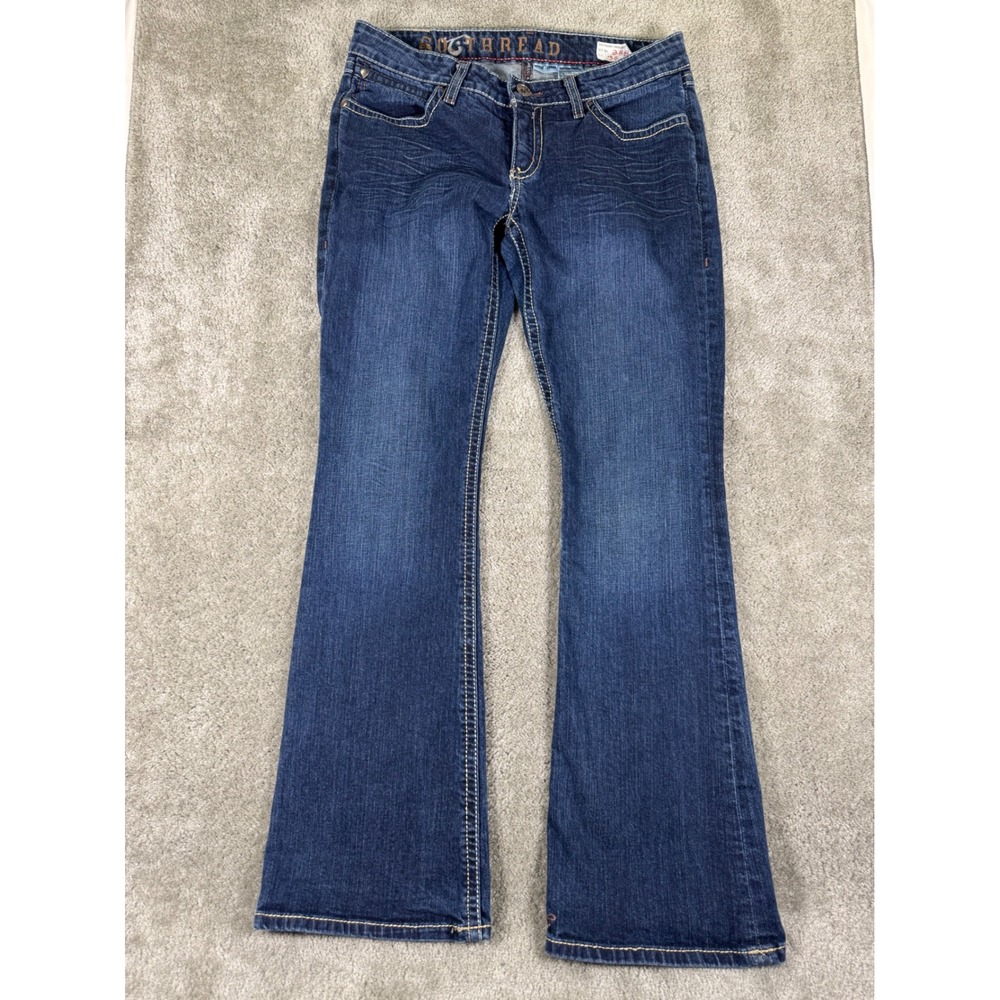 Southern Thread Womens Bootcut Jeans Dark Wash Embroidered 30R SJ28854071